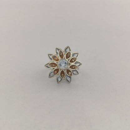 Silver Plated Sunflower CZ Ring