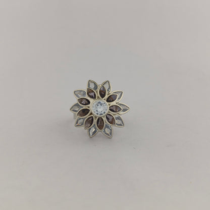 Silver Plated Sunflower CZ Ring