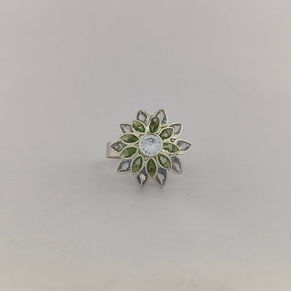 Silver Plated Sunflower CZ Ring