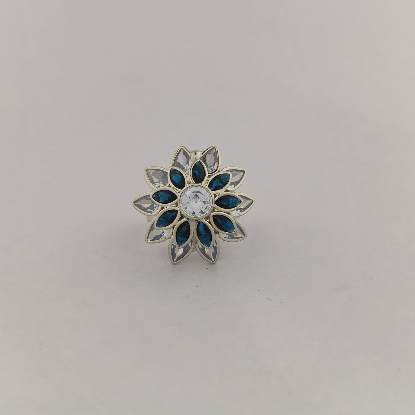 Silver Plated Sunflower CZ Ring