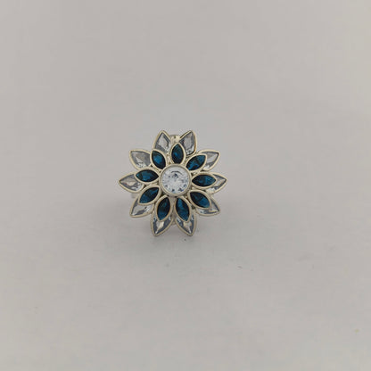 Silver Plated Sunflower CZ Ring