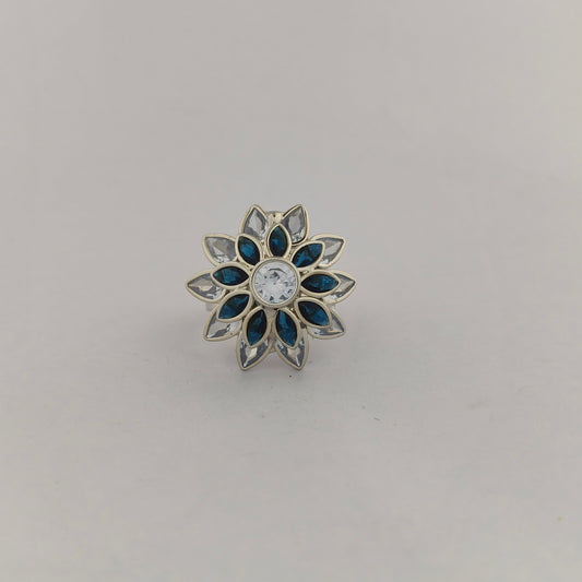 Silver Plated Sunflower CZ Ring