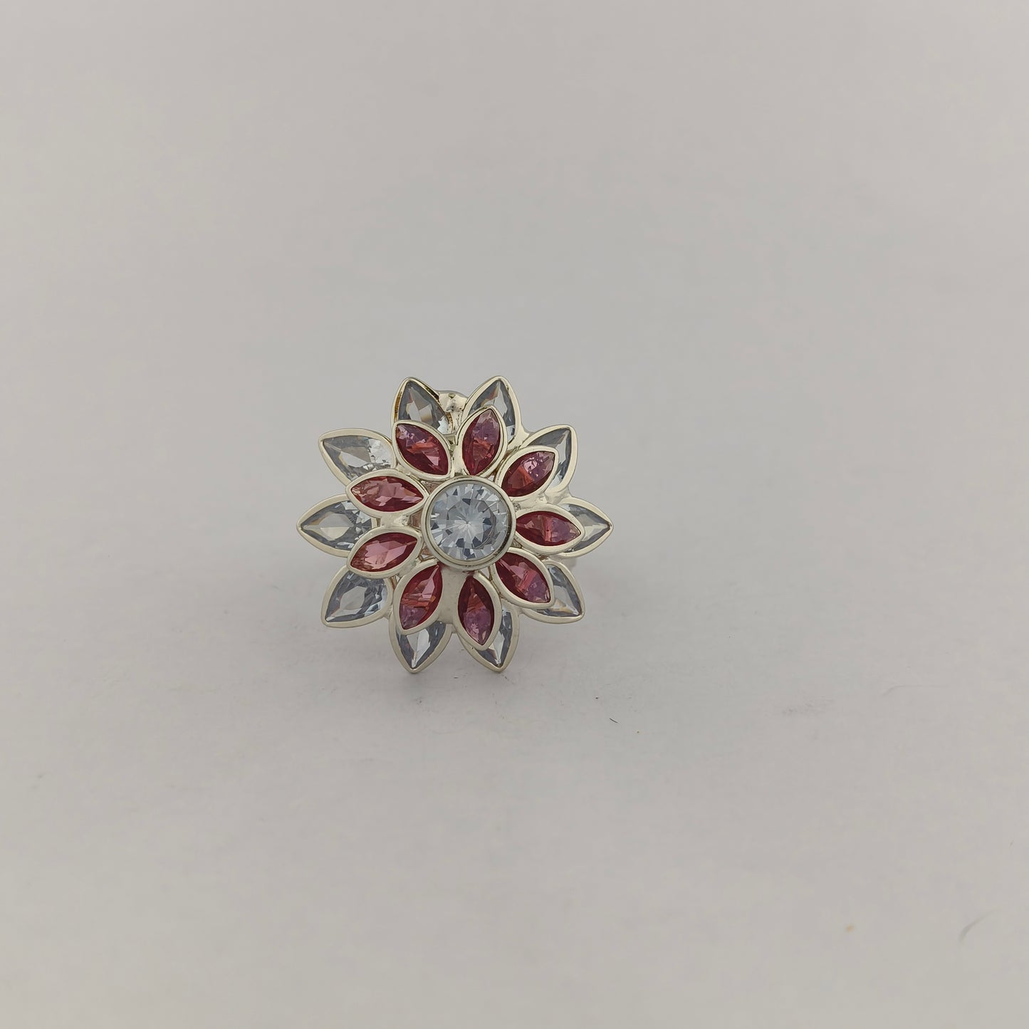 Silver Plated Sunflower CZ Ring
