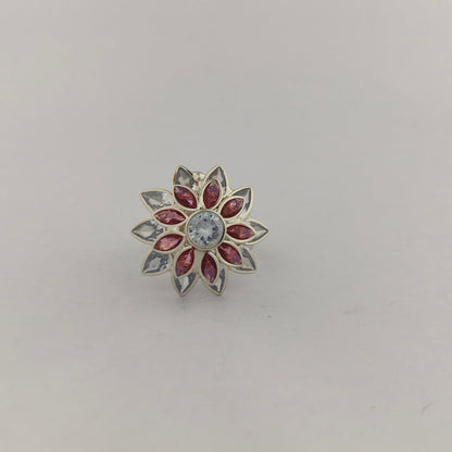 Silver Plated Sunflower CZ Ring