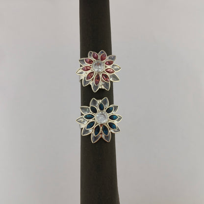 Silver Plated Sunflower CZ Ring