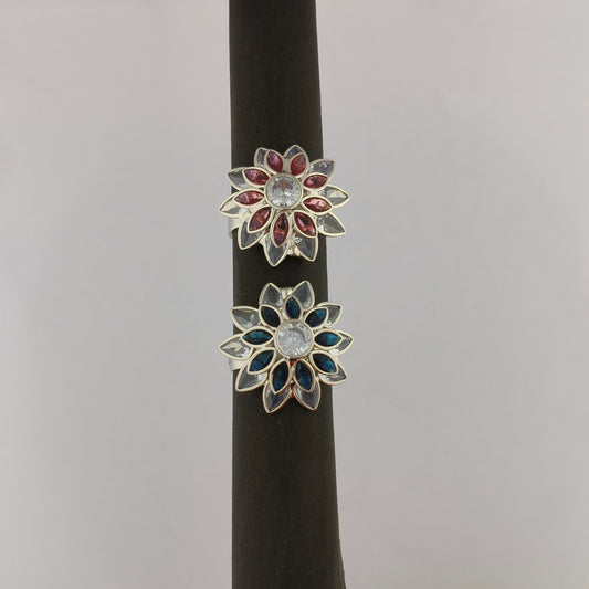 Silver Plated Sunflower CZ Ring