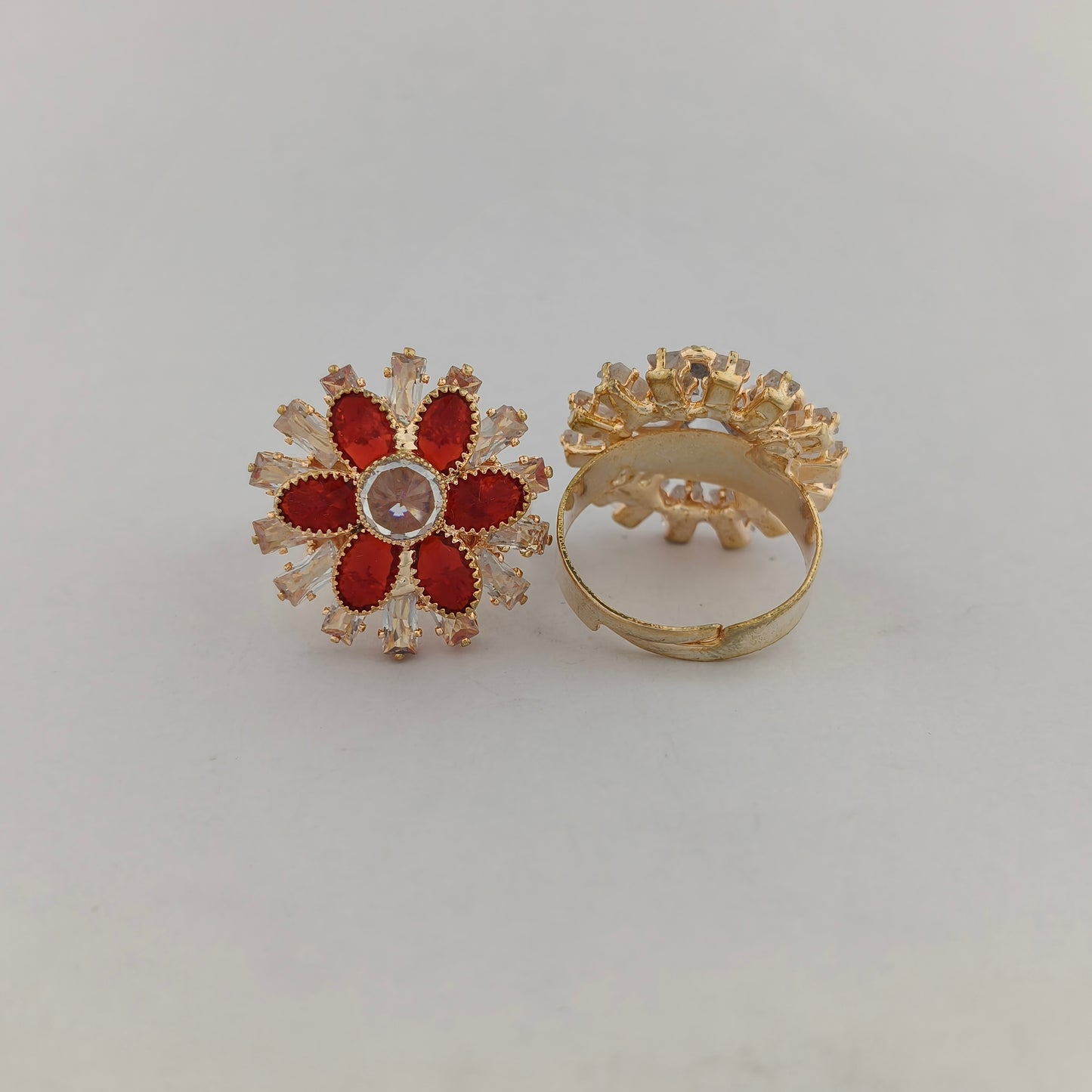 Gold Plated Crystal Sunflower Ring