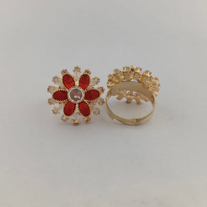Gold Plated Crystal Sunflower Ring