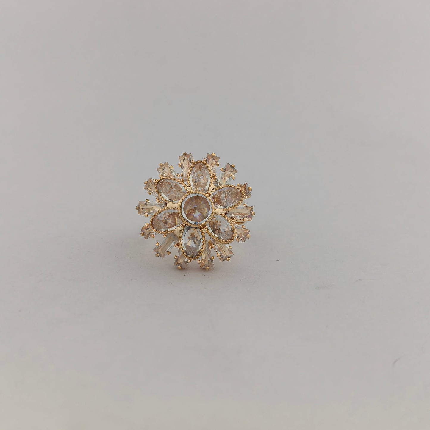 Gold Plated Crystal Sunflower Ring