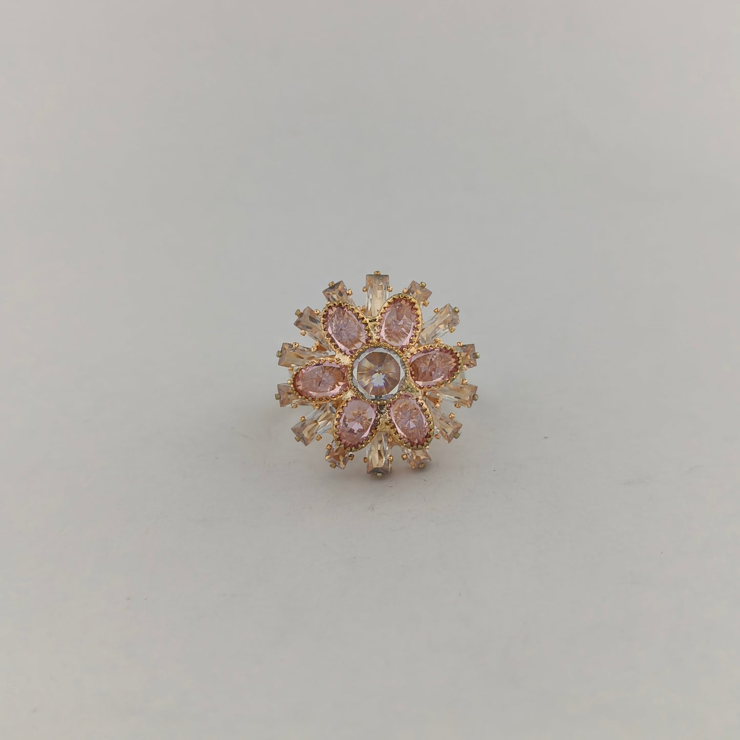 Gold Plated Crystal Sunflower Ring