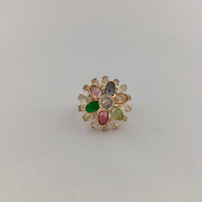 Gold Plated Crystal Sunflower Ring