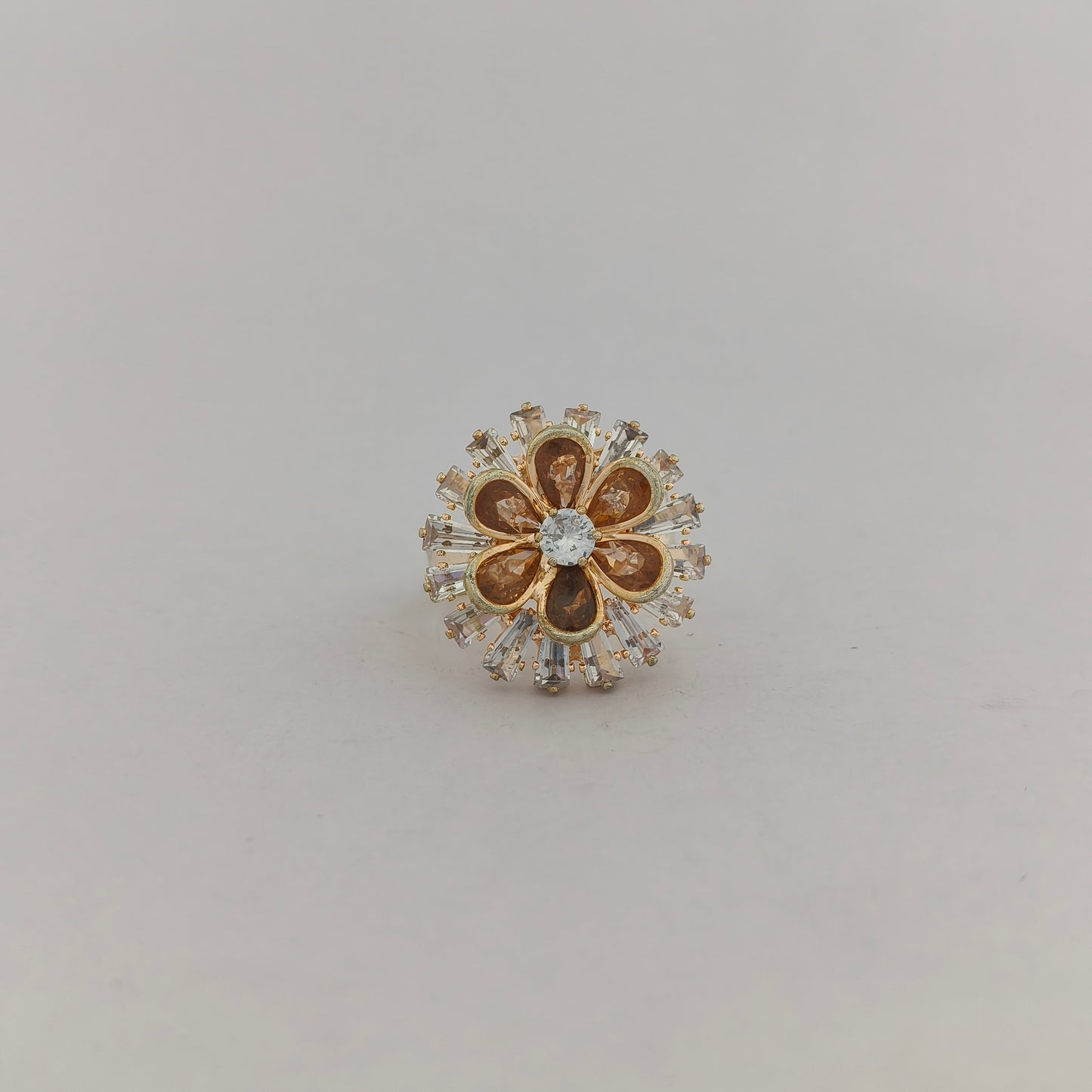Gold Plated Crystal Blossom Ring