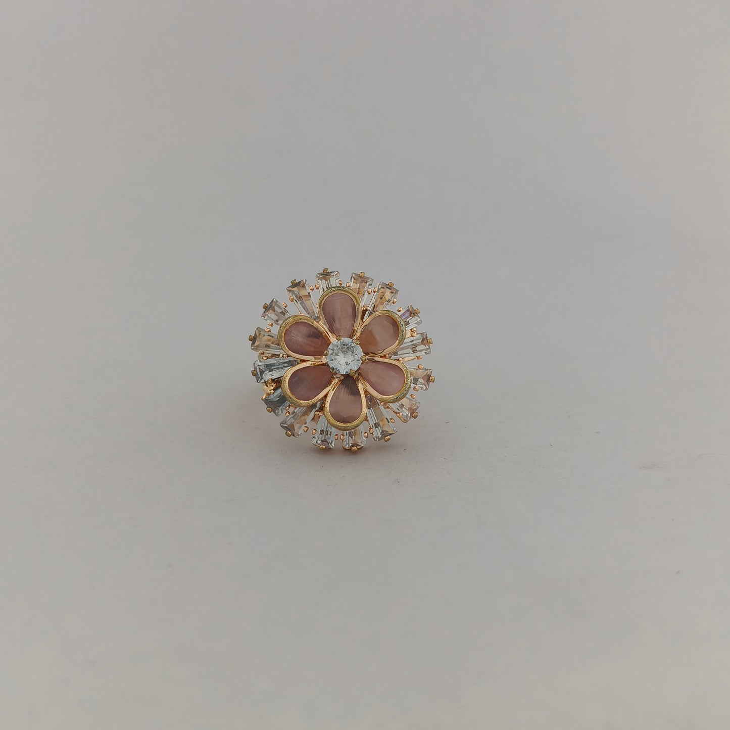 Gold Plated Crystal Blossom Ring