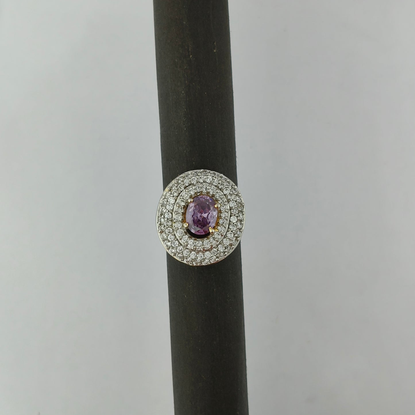 Gold Plated Amethyst Halo Ring