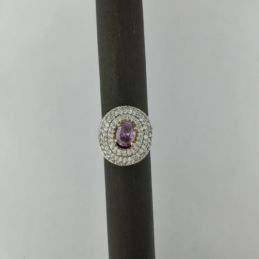 Gold Plated Amethyst Halo Ring