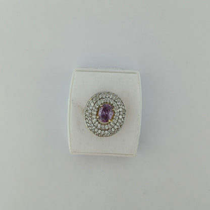 Gold Plated Amethyst Halo Ring