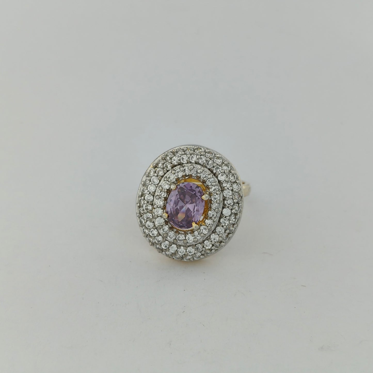 Gold Plated Amethyst Halo Ring