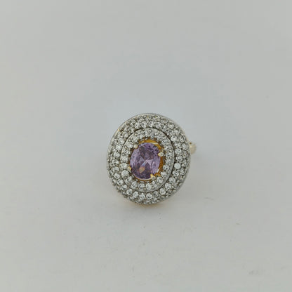 Gold Plated Amethyst Halo Ring