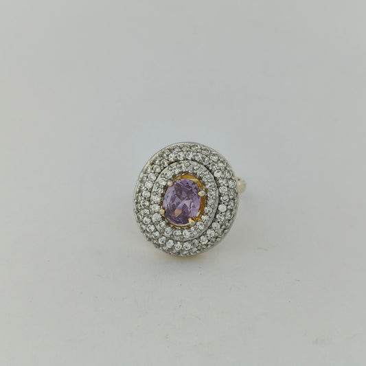Gold Plated Amethyst Halo Ring