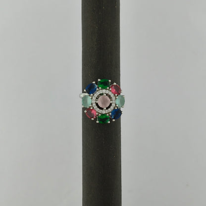 Silver Plated Multicolor Ring