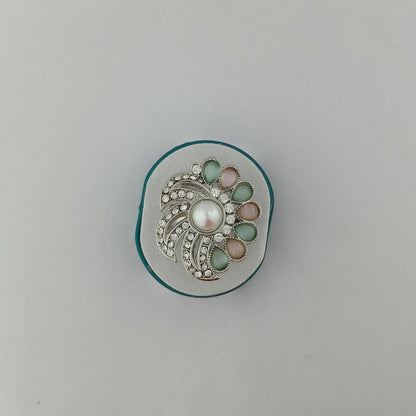 Silver Plated Swirling Pearl Ring