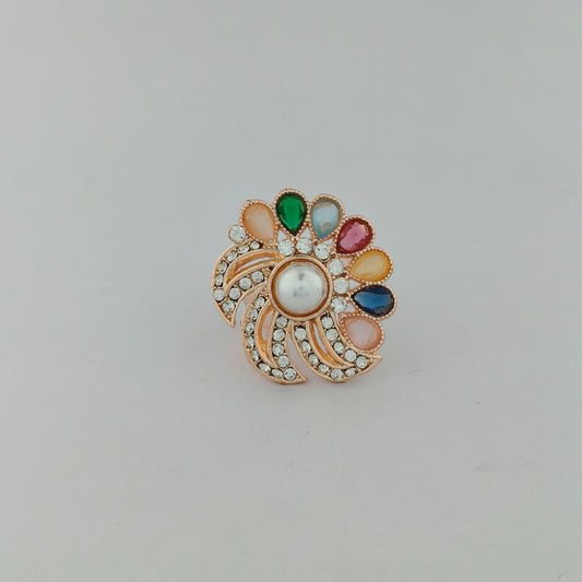 Rose Gold Swirling Pearl Ring