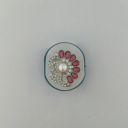 Silver Plated Swirling Pearl Ring