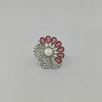 Silver Plated Swirling Pearl Ring
