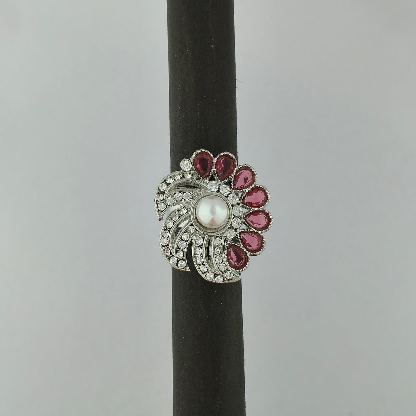Silver Plated Swirling Pearl Ring
