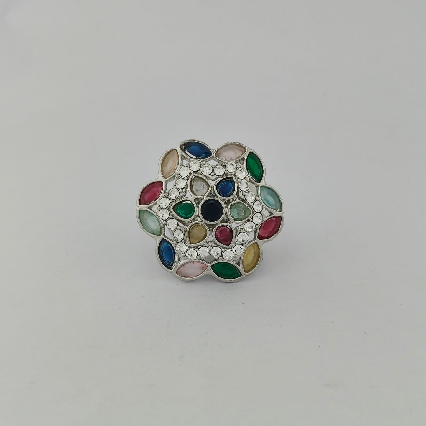 Silver Plated Mosaic Blossom Ring