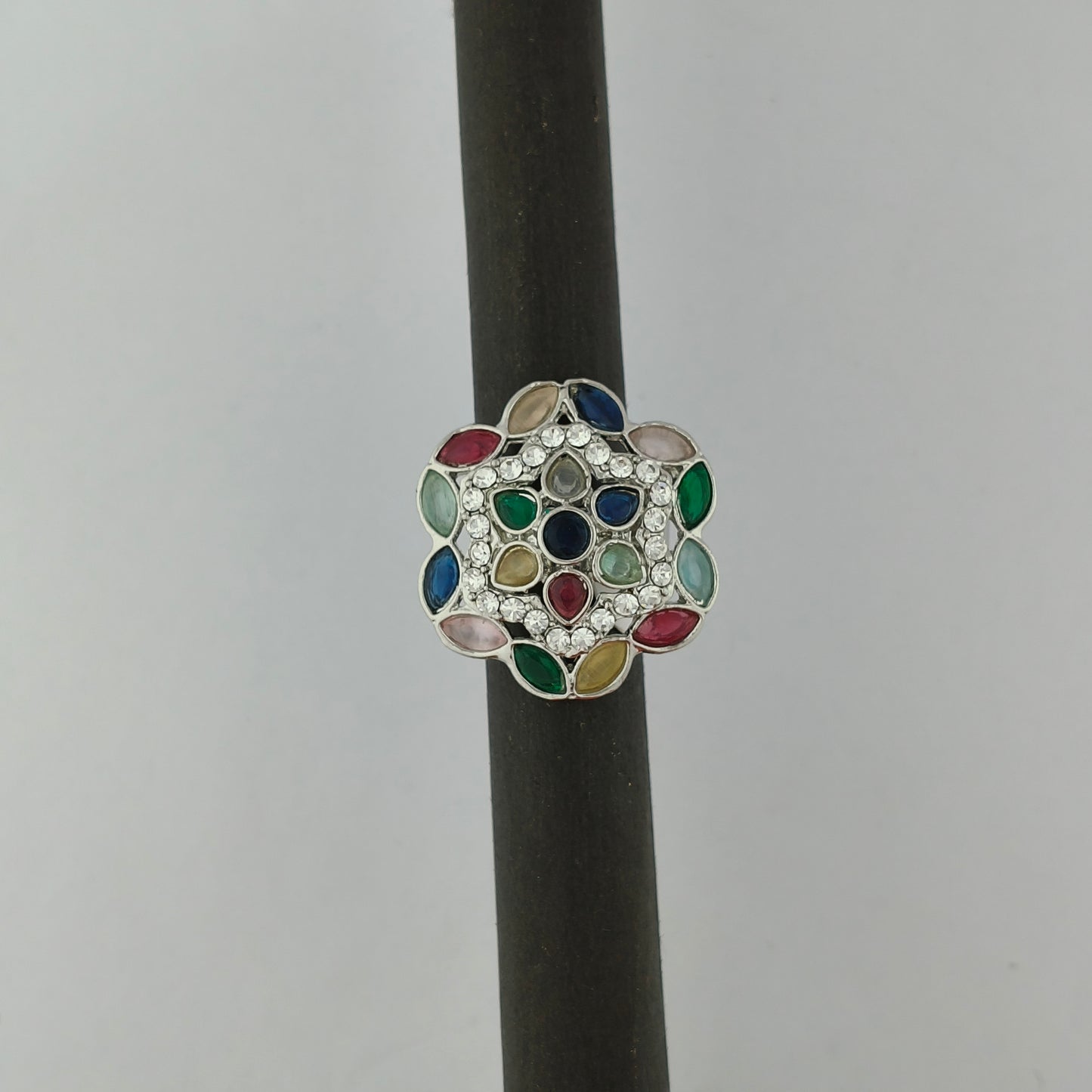Silver Plated Mosaic Blossom Ring