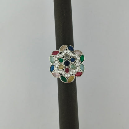 Silver Plated Mosaic Blossom Ring
