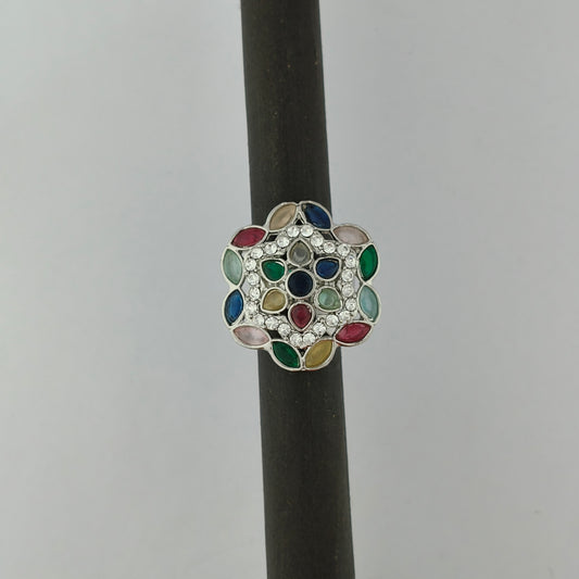 Silver Plated Mosaic Blossom Ring