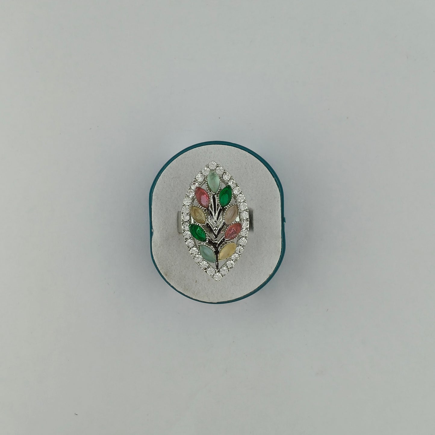 Silver Plated Multicolor Botanical Ring