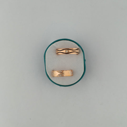 Rose Gold Waves Couple Bands
