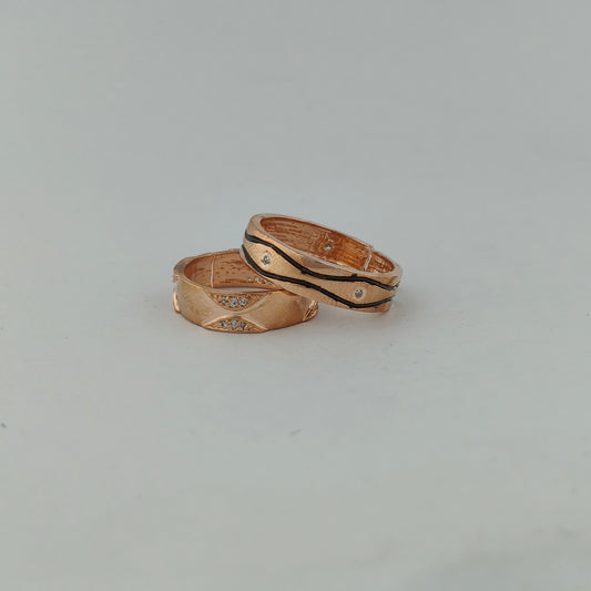 Rose Gold Waves Couple Bands