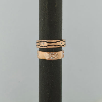 Rose Gold Waves Couple Bands
