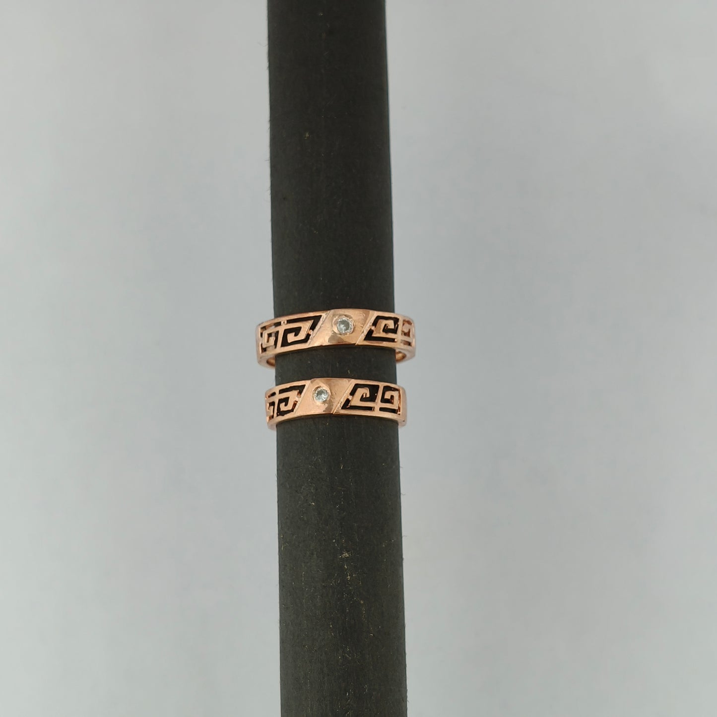 Rose Gold Geometric Couple Bands