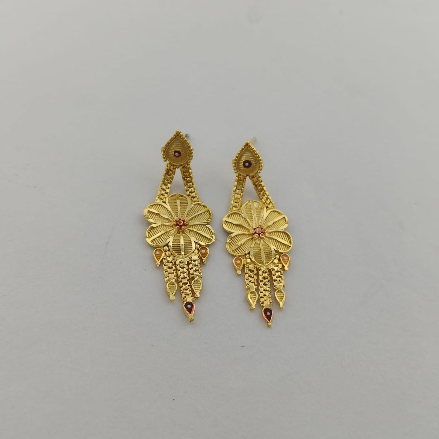 Floral Etched Gold Plated Necklace set